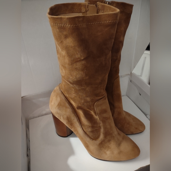 Aldo Crillan ankle boot in tan suede sock high ankle boots size 8.5 - Picture 3 of 11